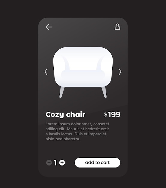 Ecommerce and shopping mobile app buy furniture online vector design