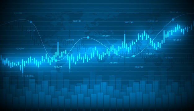 Economic graph with diagrams on the stock market, for business and financial concepts and reports.Abstract blue vector background.