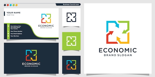 Economic logo with creative abstract element design Premium Vector