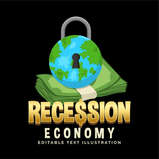 economic recession warning with locked earth illustration