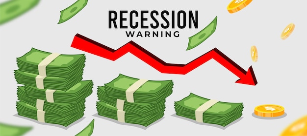 economic recession warning with stock down graphic illustration