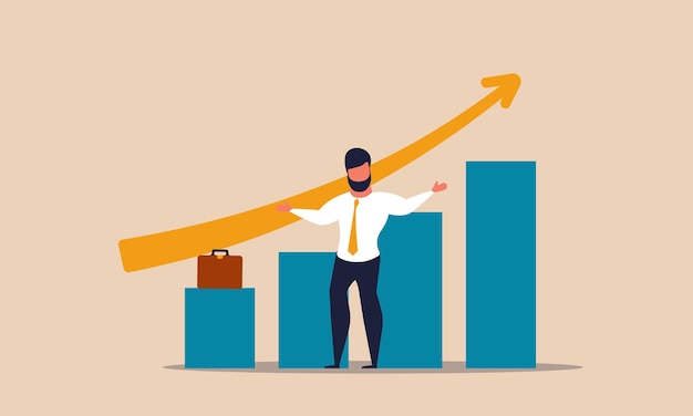 Economic recovery and business financial economy after the pandemicInvestor chart graph growth up