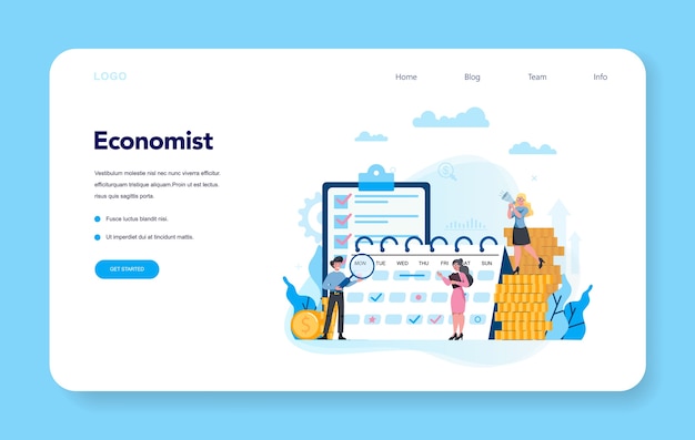 Economists concept web banner or landing page set. Business people work with money. Idea of investment and money making. Business capital.   