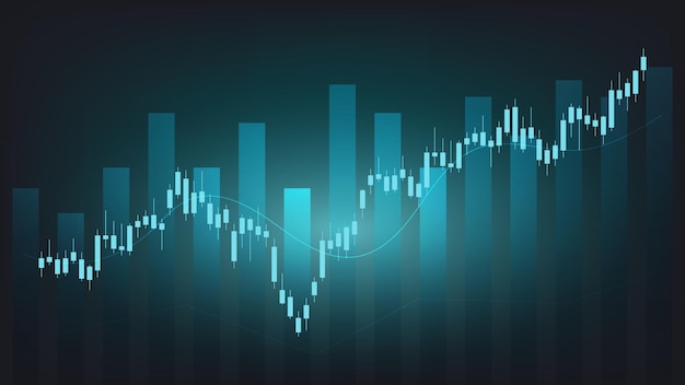 economy situation concept Financial business statistics with bar graph and candlestick chart