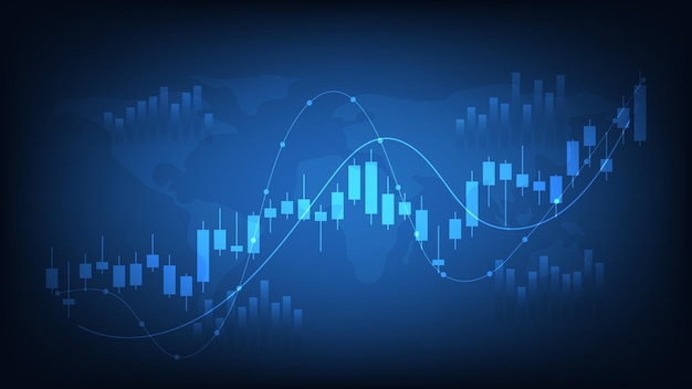 Economy situation concept. financial business statistics with candlestick chart show stock market