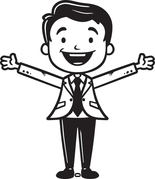 Ecstatic Business Leader Happy Businessman Icon in Black Logo Smiling Business Director Vector Blac