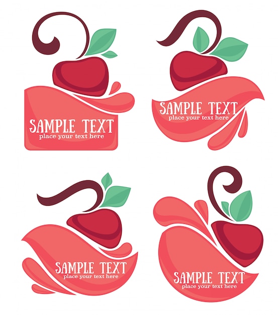 Ector collection of juice stickers and cherry symbols for your text