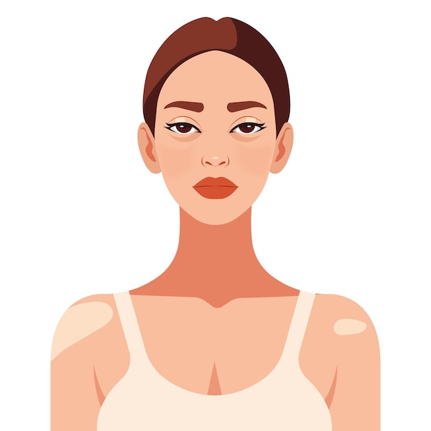 Vector ector flat illustration of a young beautiful woman model in front view on a white background