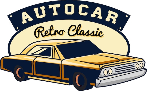 ector illustration of vintage badge cars