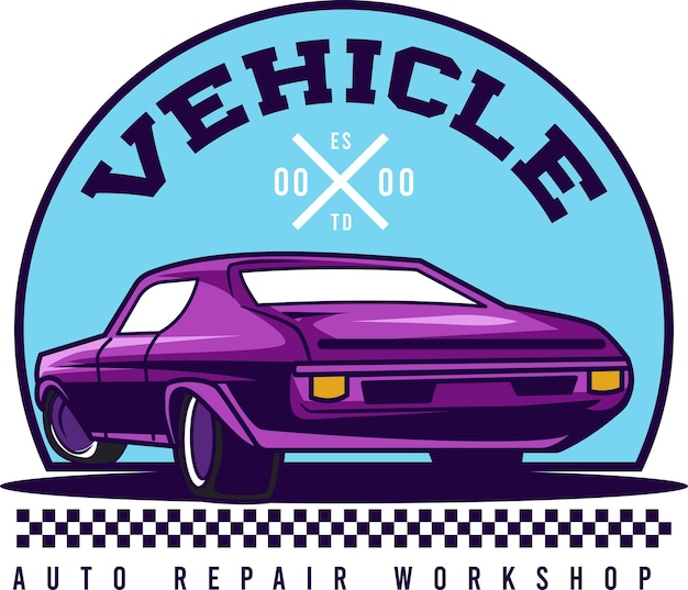 ector illustration of vintage badge cars