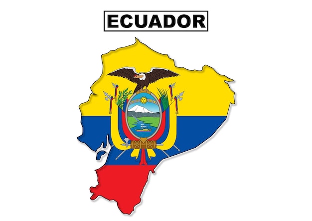 Ecuador flag map in vector