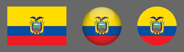 Ecuador Flag Set Collection Vector