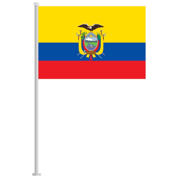 Ecuador national flag pole icon isolated on white background