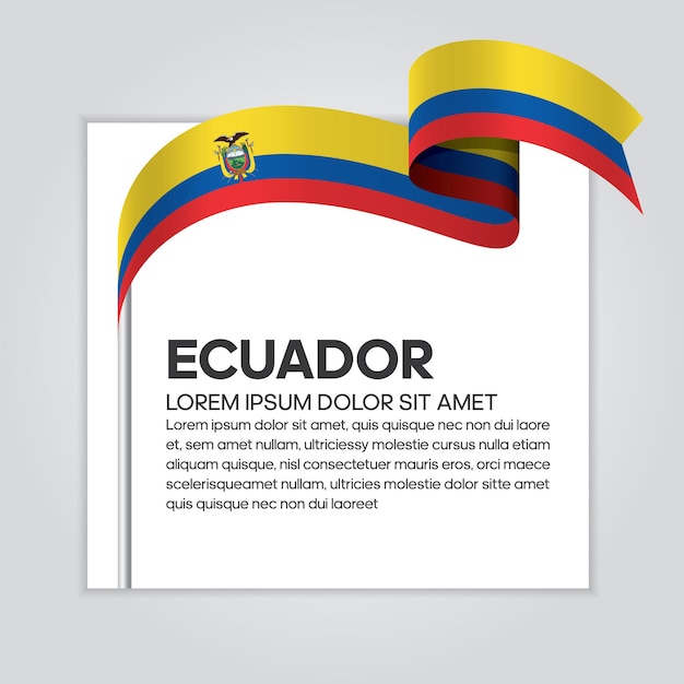 Ecuador ribbon flag, vector illustration on a white background