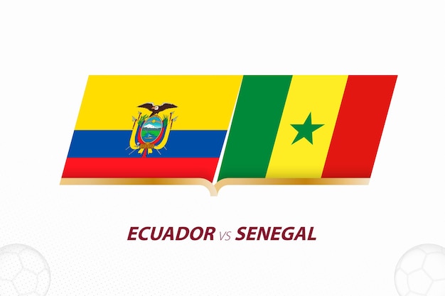 Ecuador vs Senegal in Football Competition Group A Versus icon on Football background