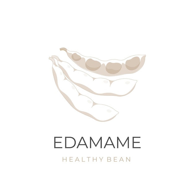 Edamame Young Soybean Line Art Vector Illustration Logo