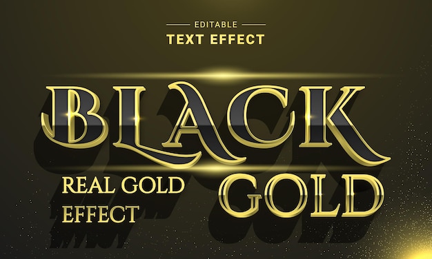 Editable 3D Black Golden Text Effect