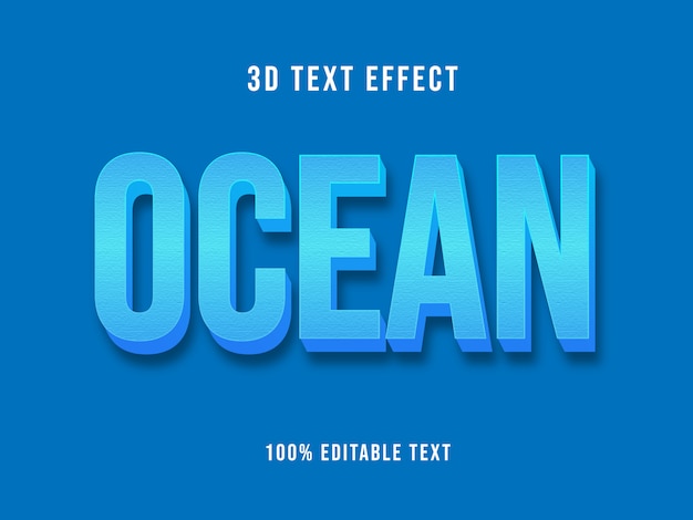 Editable 3d blue text effect mockup