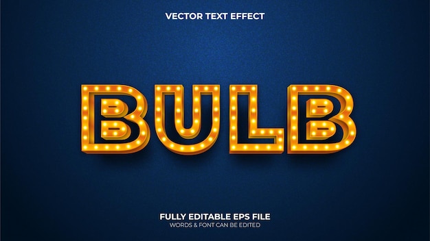 Editable 3d Bulb light Sign Vector Text Effect