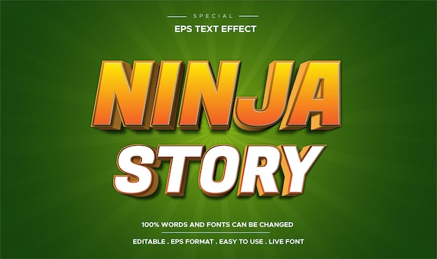 Editable 3d cartoon style ninja story  text effect