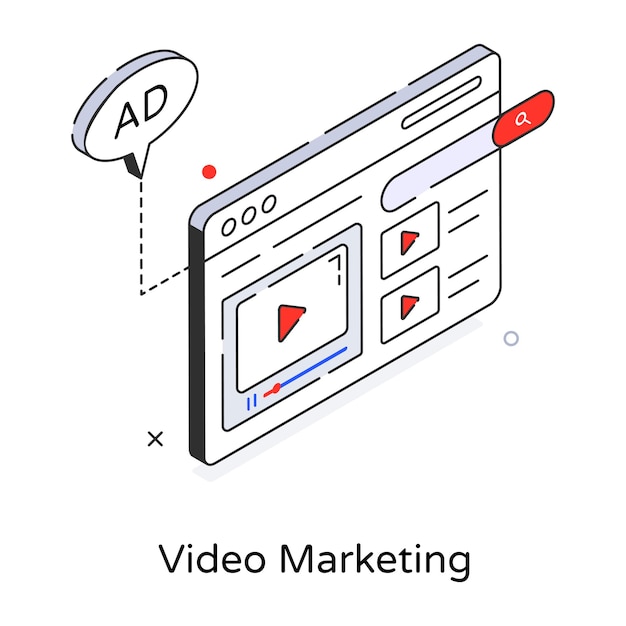 An editable 3d icon of video marketing