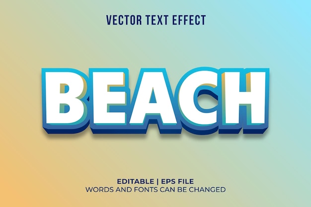 Editable 3d style beach text