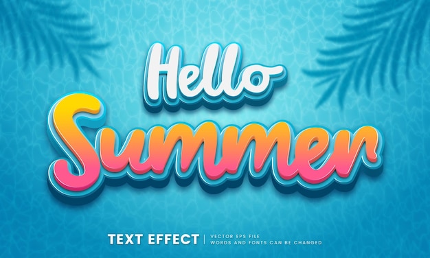 Editable 3d summer text effect on water ripples background