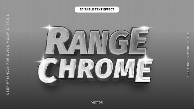 Vector editable 3d text effect chrome gray gradient template range chrome