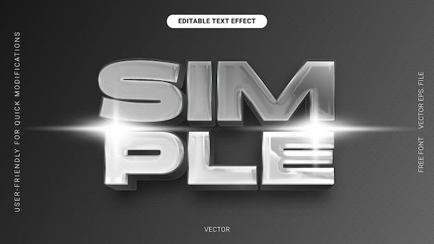 Vector editable 3d text effect chrome gray gradient template simple