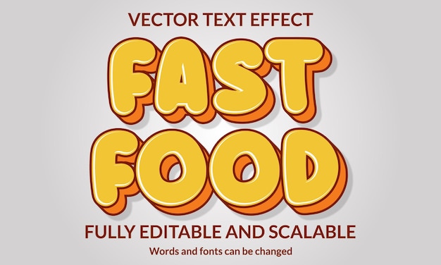 Editable 3D text effect Fast Food vector template