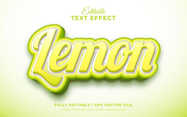 Vector editable 3d text effect fresh lemon template style