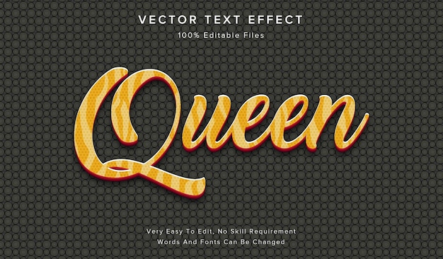 Editable 3d text effect yellow queen