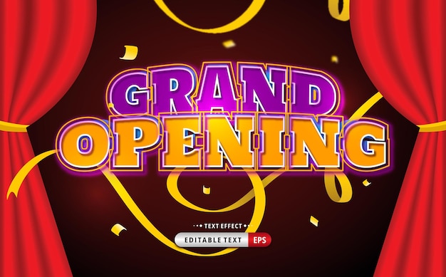 Editable 3d text with opening excitement for opening event