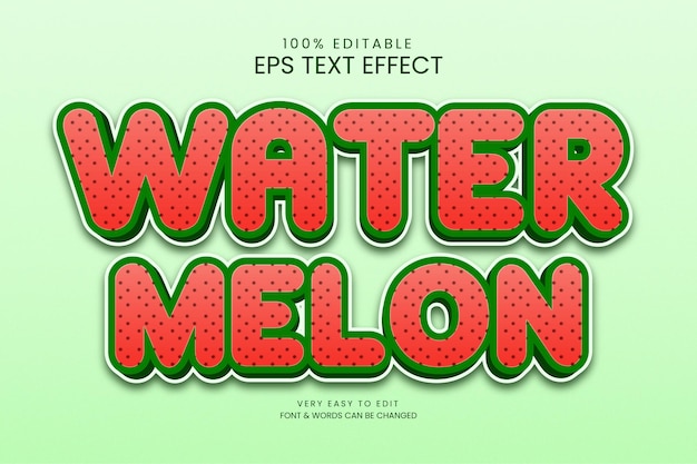 Editable 3d Watermelon Text Effect Premium Vector