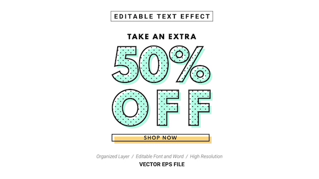 Editable 50 Off Font Typography Template Text Effect Style Lettering Vector Illustration Logo