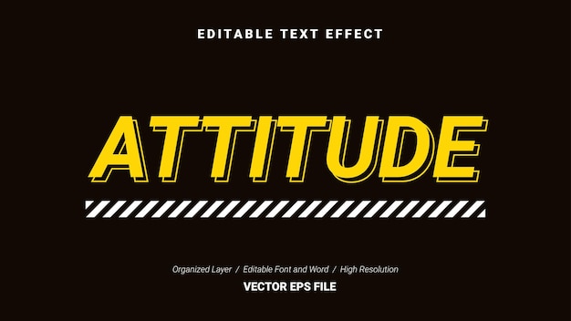 Editable Attitude Font Typography Template Text Effect Style Lettering Vector Illustration Logo