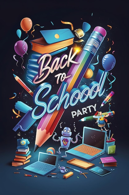 Editable Back to school Party card template