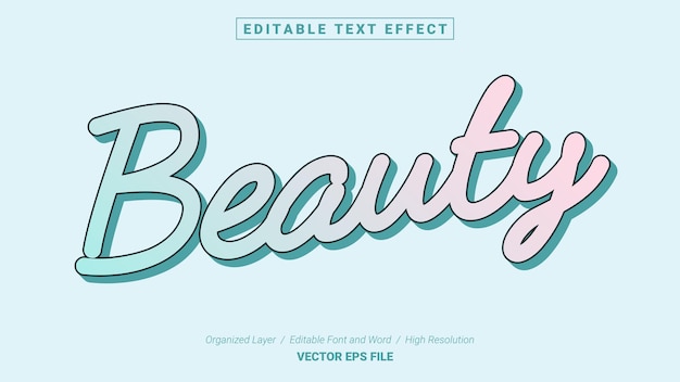 Editable Beauty Font. Typography Template Text Effect Style. Lettering Vector Illustration Logo.