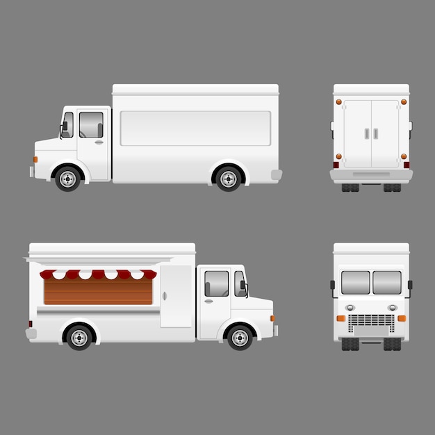 Editable Blank Food Truck Illustration for Branding Mock-up