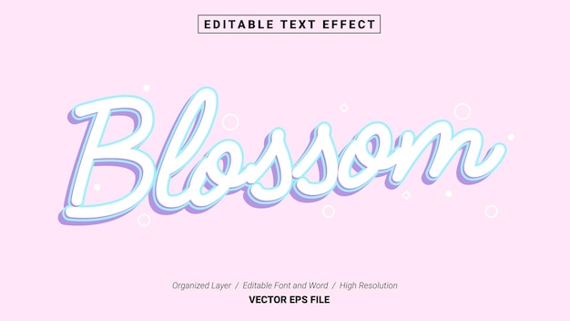 Editable Blossom Font. Typography Template Text Effect Style. Lettering Vector Illustration Logo.