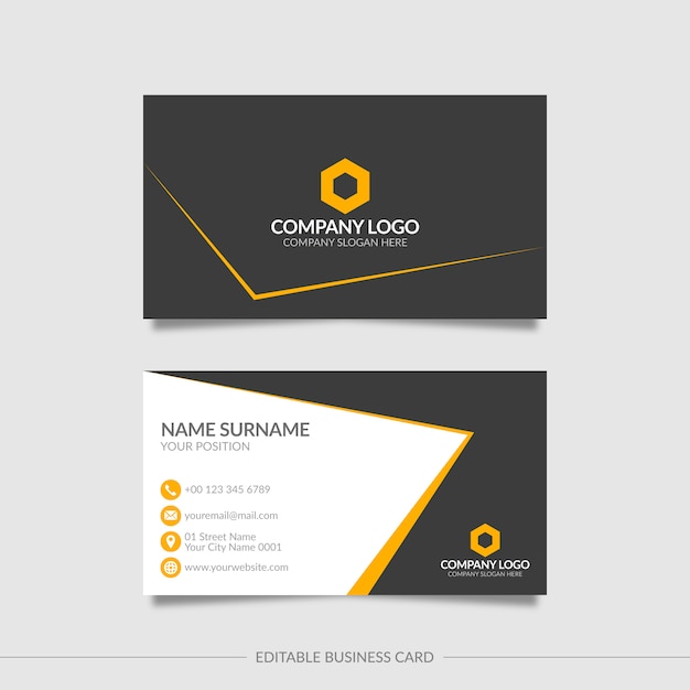 Editable business card template with abstract shapes