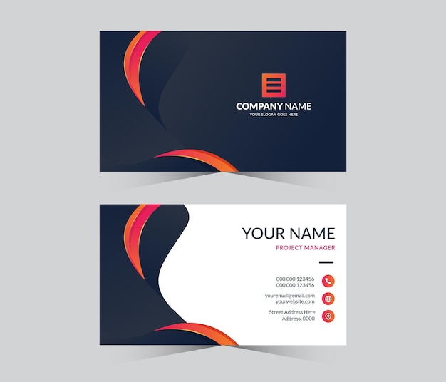 Editable business card template with double sided