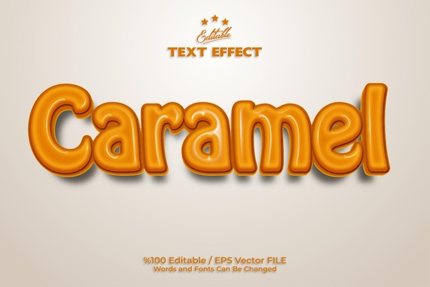 Editable Caramel text effect written on a white background