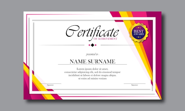 Editable certificate template design