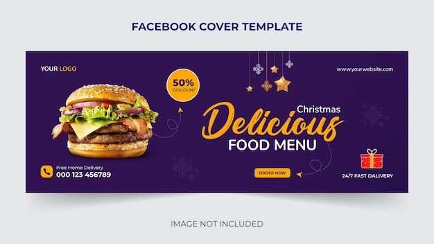 Editable christmas food menu banner facebook cover template for promotion