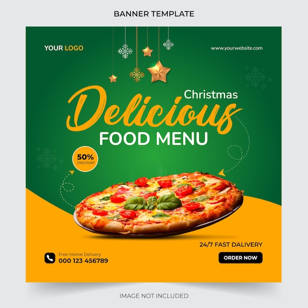 Editable christmas food menu banner social media post template for promotion