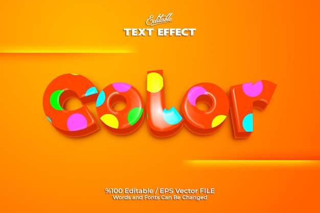 Editable Color text effect written on a orange background