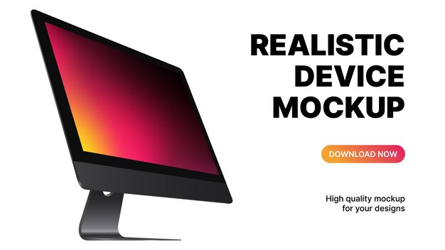 Vector editable computer mockup. monitor side view with gradient screen on white background. vector illustration