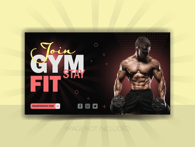 Editable Creative corporate social media web banner and youtube thumbnail template gym poster