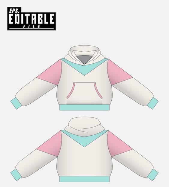 Vector editable cropped hoodie jumper template design